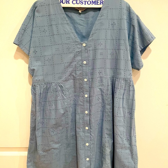 Madewell Button-Front V-Neck Mini Dress - Picture 4 of 6